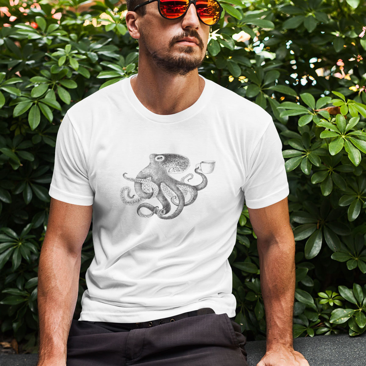 Surreal T Shirt, Surreal Mens T Shirt, Octopus T Shirt, Octopus Mens T Shirt, White T Shirt with graphic, mens surreal t shirt, surreal t shirt, octopus graphic t shirt, mens graphic t shirt, mens white t shirt, mens white graphic t shirt