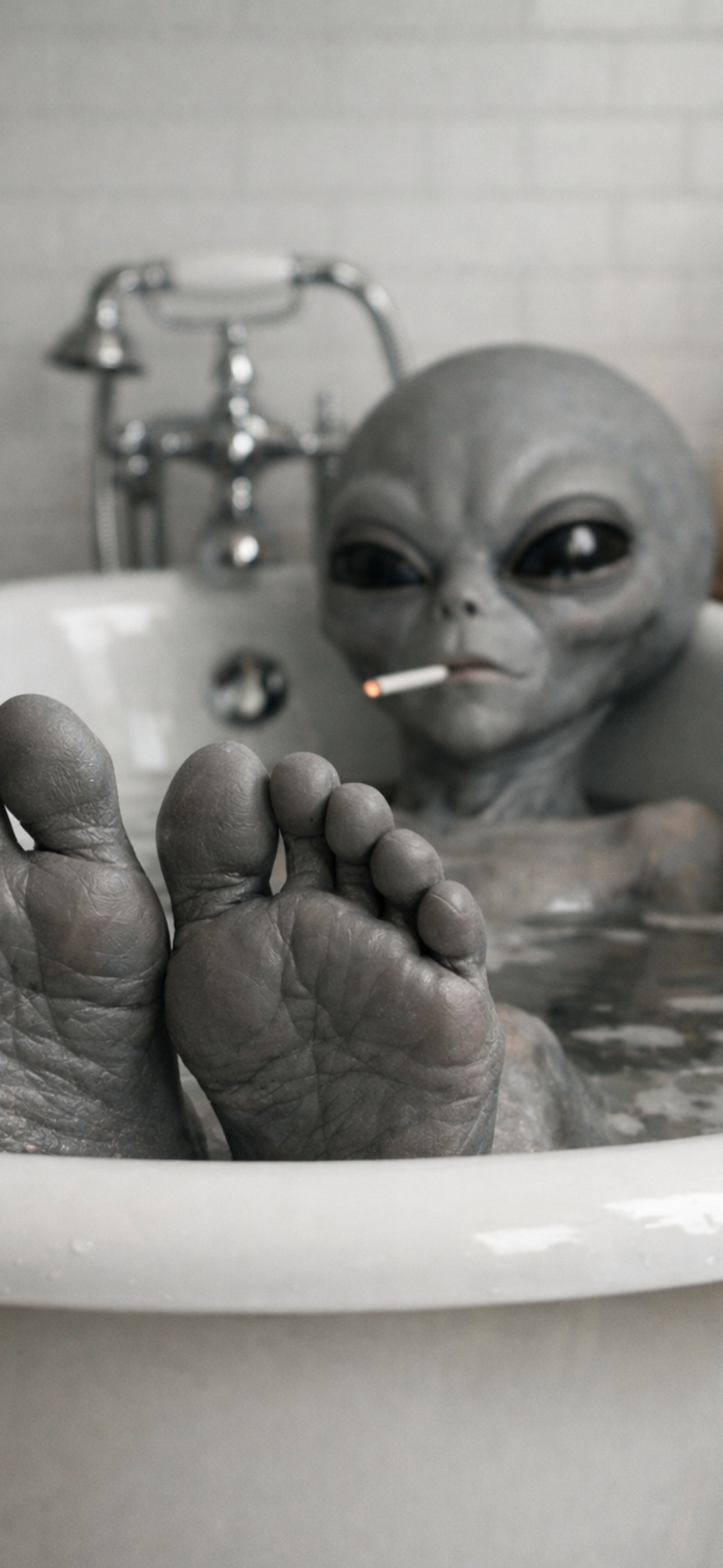 Alien in tub Wallpaper